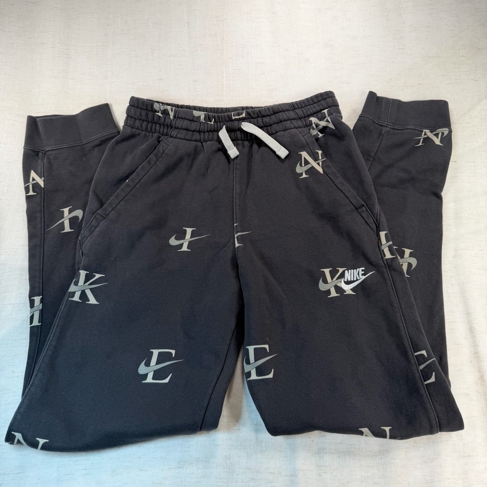 Nike Kids Black Joggers with White Logo Print